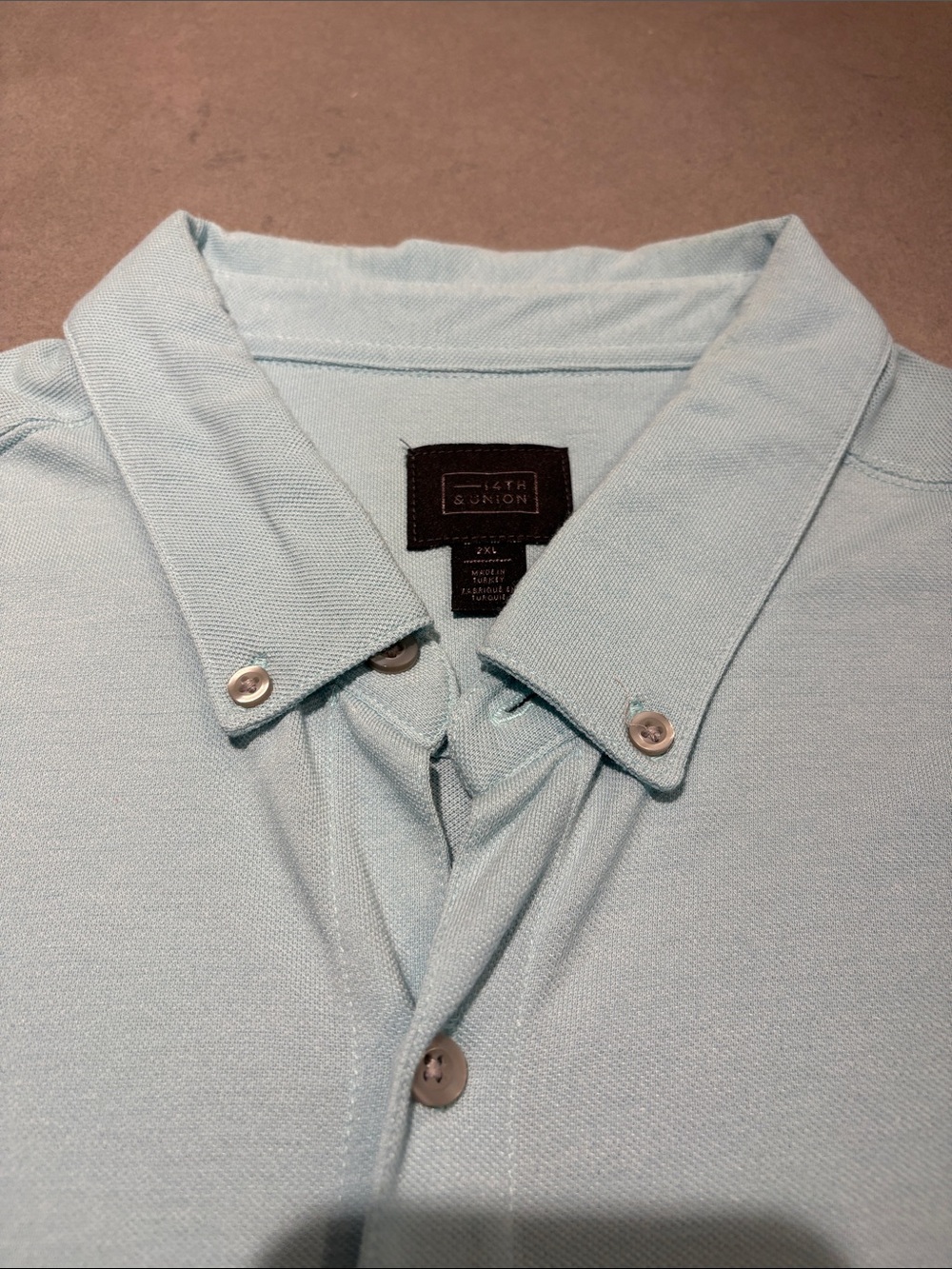 Light Blue Men's Button-Down Polo Shirt